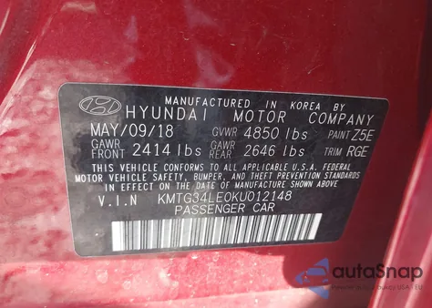 2019 Genesis G70 3.3T Dynamic из США, поврежденный, VIN KMTG34LE0KU012148